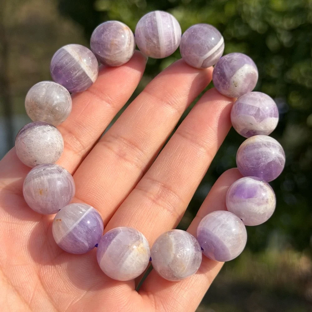 15mm chunky‎ stretchable purple dream amethyst bracelet 1166